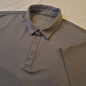 BYLT Basics Drop Tech Polo Shirt Size XL Gray‎ Curved Hem Performance